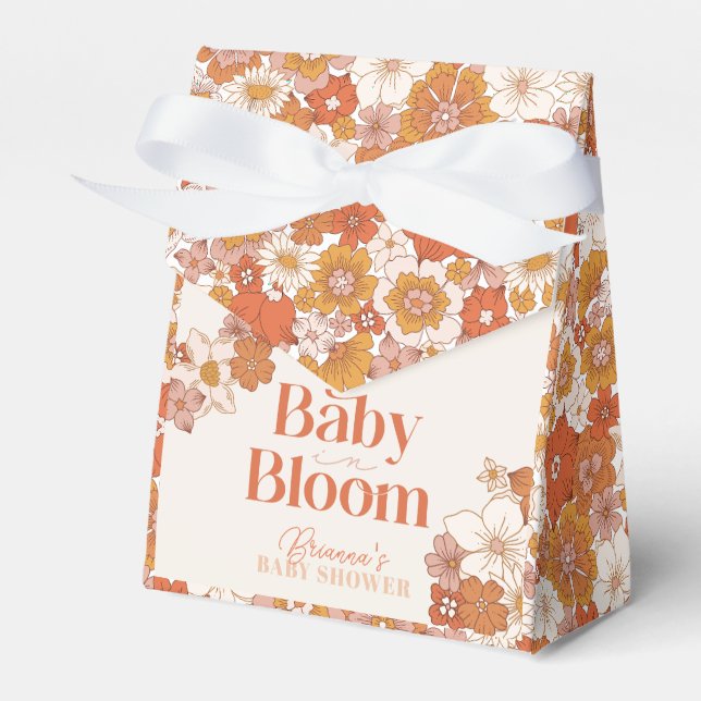 Boho Groovy Floral Baby in Bloom Baby Shower Geschenkschachtel (Vorderseite)