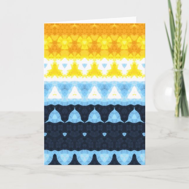 Boho Groovy Geometric Abstrakt AroAce Pride Flag Dankeskarte (Vorderseite)