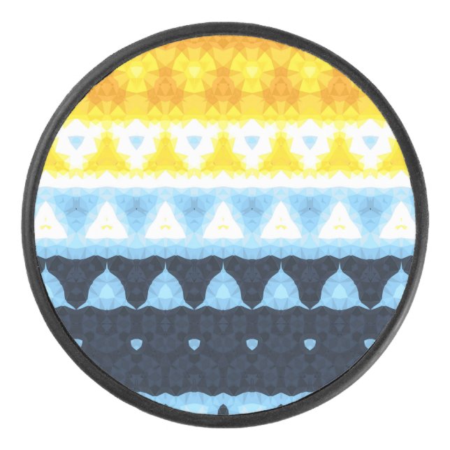Boho Groovy Geometric Abstrakt AroAce Pride Flag Eishockey Puck (Vorderseite)