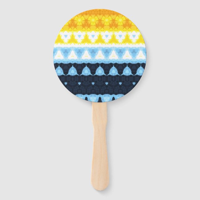 Boho Groovy Geometric Abstrakt AroAce Pride Flag Fächer (Vorderseite)