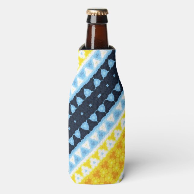 Boho Groovy Geometric Abstrakt AroAce Pride Flag Flaschenkühler (Flaschenvorderseite)