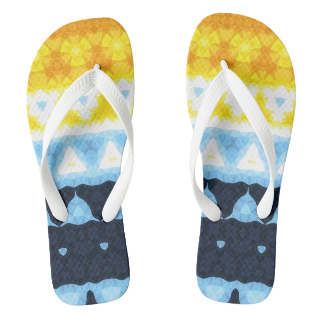 Boho Groovy Geometric Abstrakt AroAce Pride Flag Flip Flops (Fußbett)