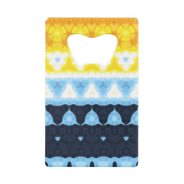 Boho Groovy Geometric Abstrakt AroAce Pride Flag Geldbeutel Flaschenöffner (Vorderseite)