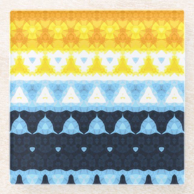 Boho Groovy Geometric Abstrakt AroAce Pride Flag Glasuntersetzer (Vorderseite)