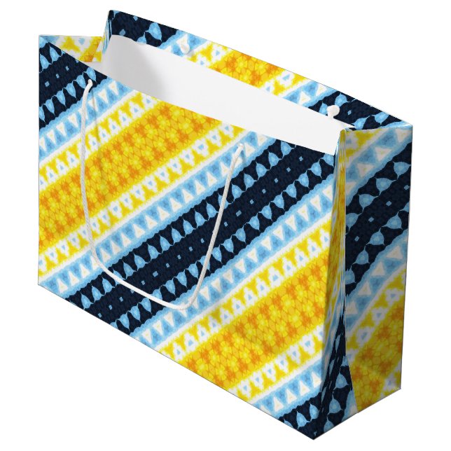 Boho Groovy Geometric Abstrakt AroAce Pride Flag Große Geschenktüte (Vorderseite Schrägansicht)