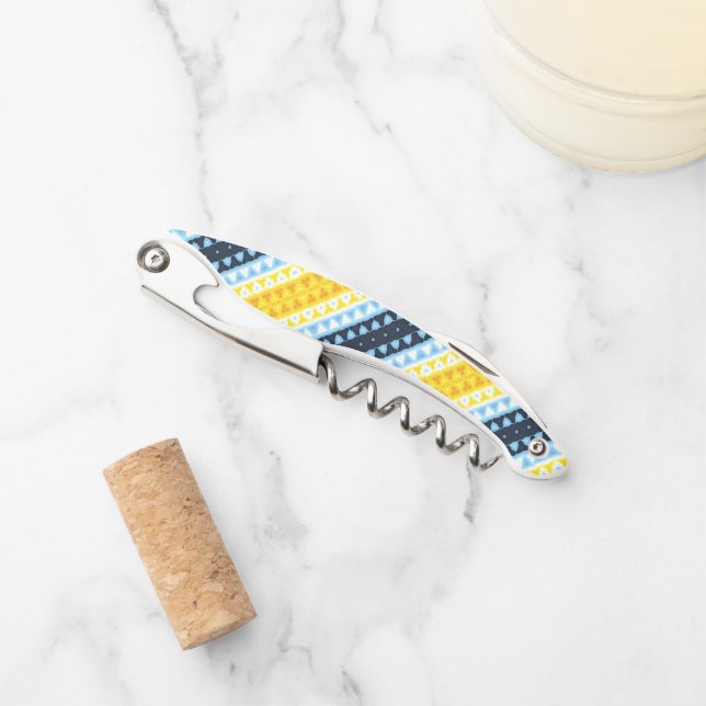 Boho Groovy Geometric Abstrakt AroAce Pride Flag Kellnermesser (Vorderseite)