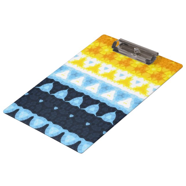 Boho Groovy Geometric Abstrakt AroAce Pride Flag Klemmbrett (Schrägansicht)