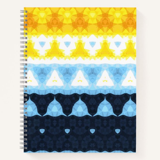 Boho Groovy Geometric Abstrakt AroAce Pride Flag Notizbuch (Vorderseite)