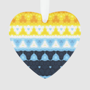Boho Groovy Geometric Abstrakt AroAce Pride Flag Ornament