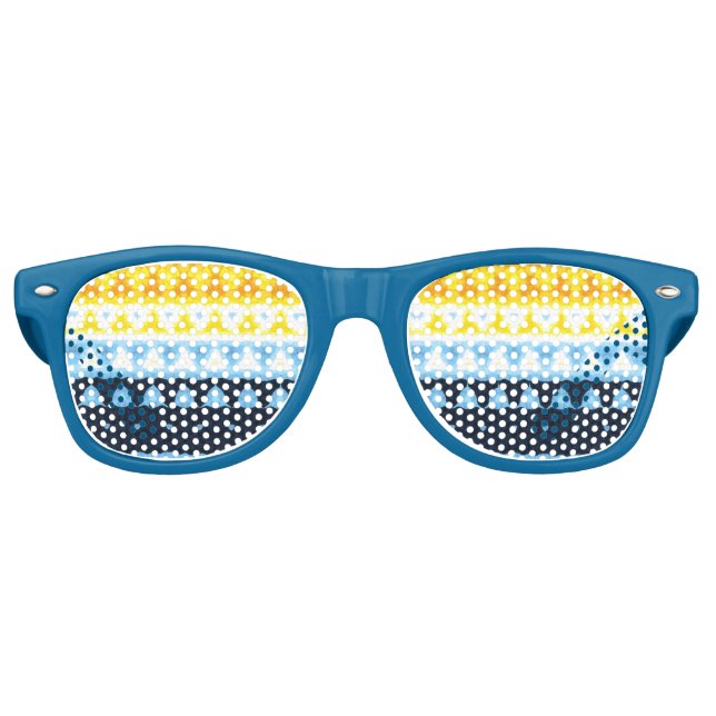 Boho Groovy Geometric Abstrakt AroAce Pride Flag Partybrille (Vorderseite)