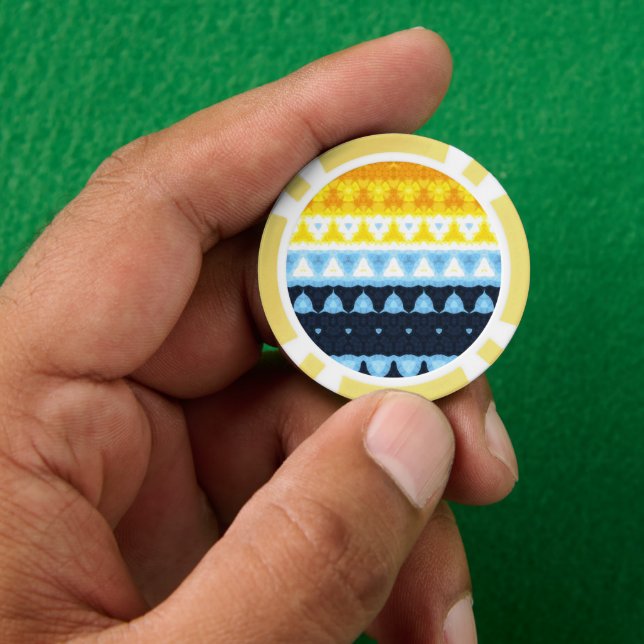 Boho Groovy Geometric Abstrakt AroAce Pride Flag Pokerchips (Hand)