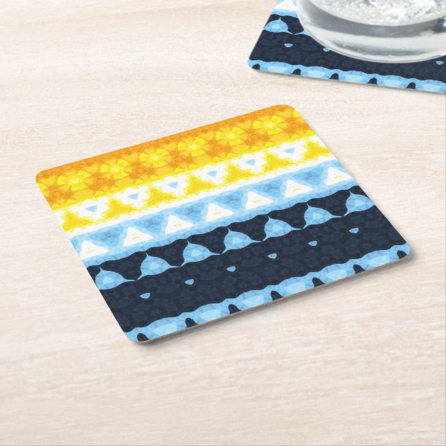 Boho Groovy Geometric Abstrakt AroAce Pride Flag Rechteckiger Pappuntersetzer (angewinkelt)