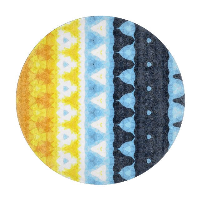 Boho Groovy Geometric Abstrakt AroAce Pride Flag Schneidebrett (Vorderseite)