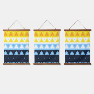 Boho Groovy Geometrische Abstrakte AroAce Pride-Fl Wandteppich Mit Holzrahmen