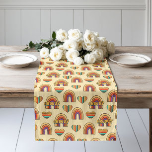 Boho Groovy Tischläufer Farbige Pastell-Tischdekor