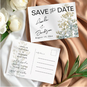 Boho Grün & beige Botanisches Save the Date Ankündigungspostkarte