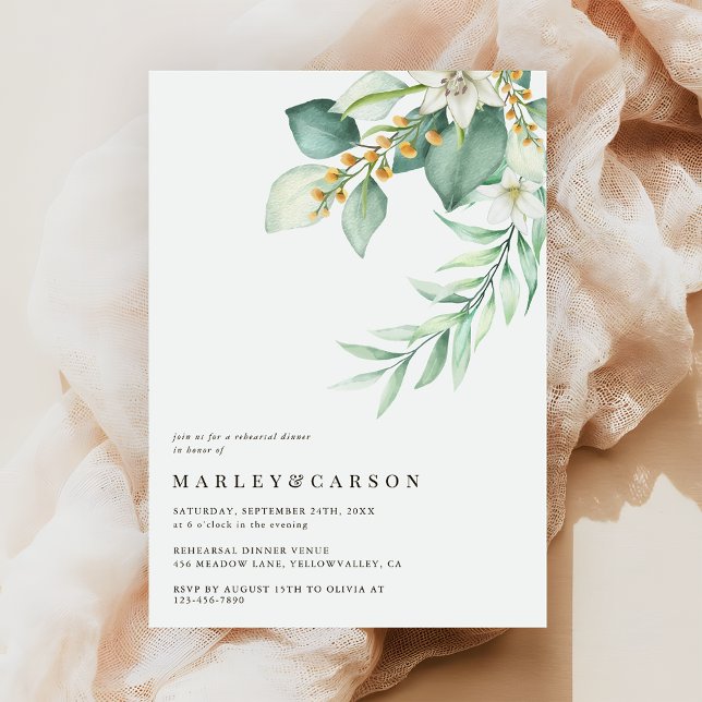 Boho-Grün-Eukalyptus-Hochzeitsprobe-Abendessen Einladung (Von Creator hochgeladen)