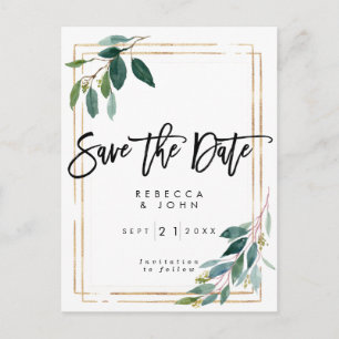boho Grün mit Blumen Save the Date wedding Karte