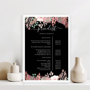 Boho-Grün-Salon-Preisliste Poster