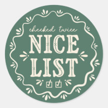 Boho grün Weihnachten Nizza Liste Geschenkaufklebe
