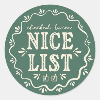 Boho grün Weihnachten Nizza Liste Geschenkaufklebe Runder Aufkleber