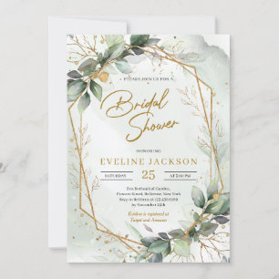 Boho grünen Folaige Imitate Gold geometrische Brid Einladung
