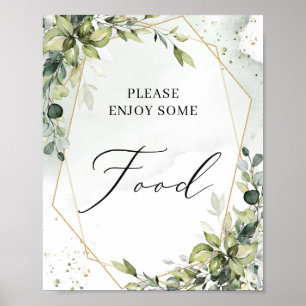 Boho-Grünpflanzen-Gold-Geometrie-Lebensmittel-Schi Poster
