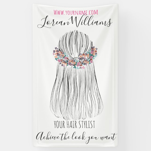 Boho Hair Stylist Blume Crown Wedstyle Banner (Vertikal)