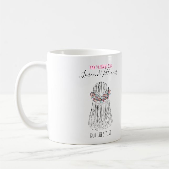 Boho Hair Stylist Blume Crown Wedstyle Kaffeetasse (Links)