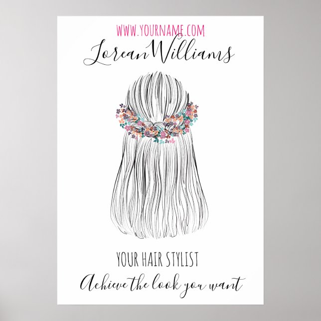 Boho Hair Stylist Blume Crown Wedstyle Poster (Vorne)