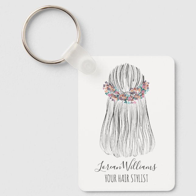Boho Hair Stylist Flower Crown Bridal Hairstyle Schlüsselanhänger (Vorderseite)