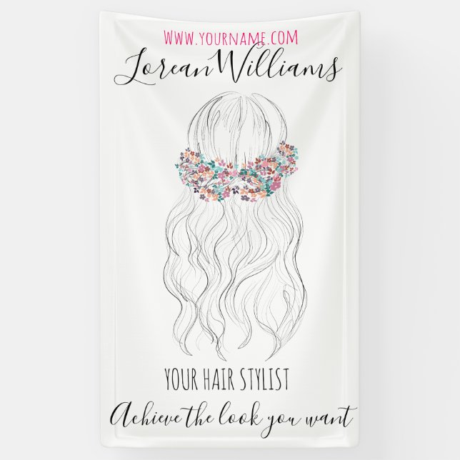 Boho Hair Wedding Friseur Floral Romantisch Banner (Vertikal)