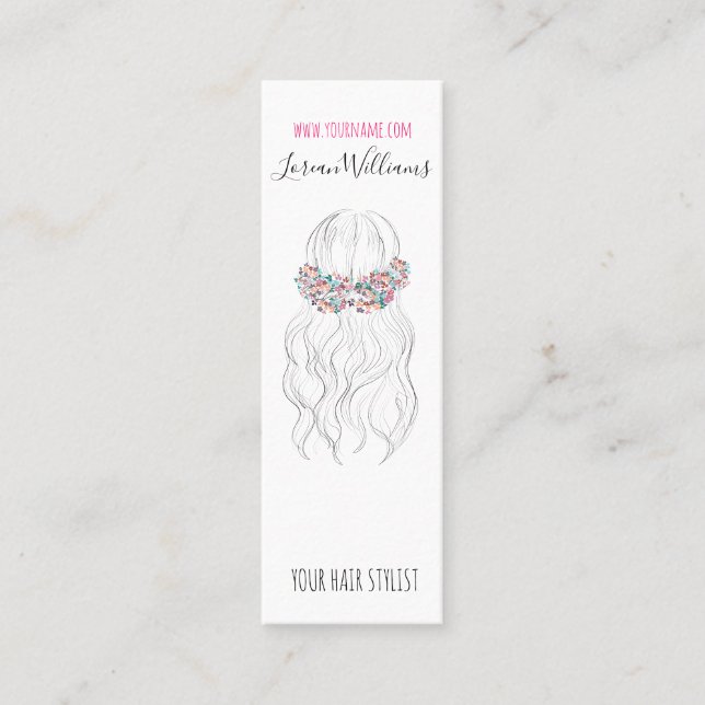 Boho Hair Wedding Friseur Floral Romantisch Mini Visitenkarte (Vorderseite)