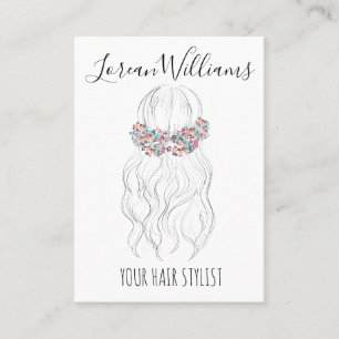 Boho Hair Wedding Friseur Floral Romantisch Visitenkarte