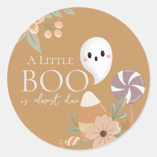 Boho-Halloween-Baby-Shower-Geist Gelber Senf Runder Aufkleber
