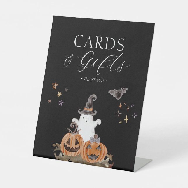 Boho Halloween Baby Showkarten & Geschenke Sockelschild (Vorderseite)