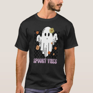 Boho Halloween-Geist Blumen Spukige Vibes Retro Ha T-Shirt