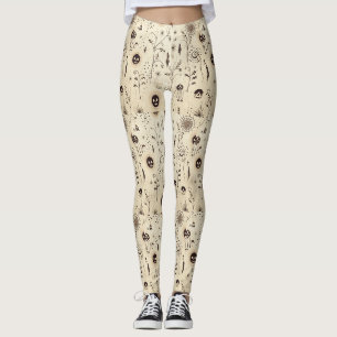 Boho Halloween Masken & Botanische Wirbel Muster Leggings