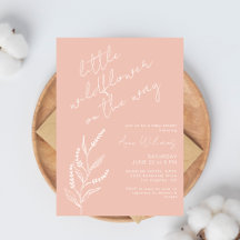Boho Hand-drawn Wildflower Blush Pink Baby Shower