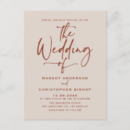 Boho Hand Lettered Calligraphy Terracotta Wedding Einladungspostkarte