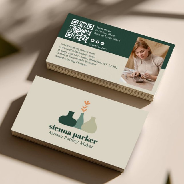 BOHO-HANDGEMACHTE KERAMIK QR-CODE-FOTO VISITENKARTE (Von Creator hochgeladen)