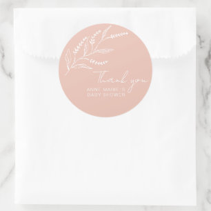 Boho handgezeichnete Lavendel Rosa Babyparty Runder Aufkleber