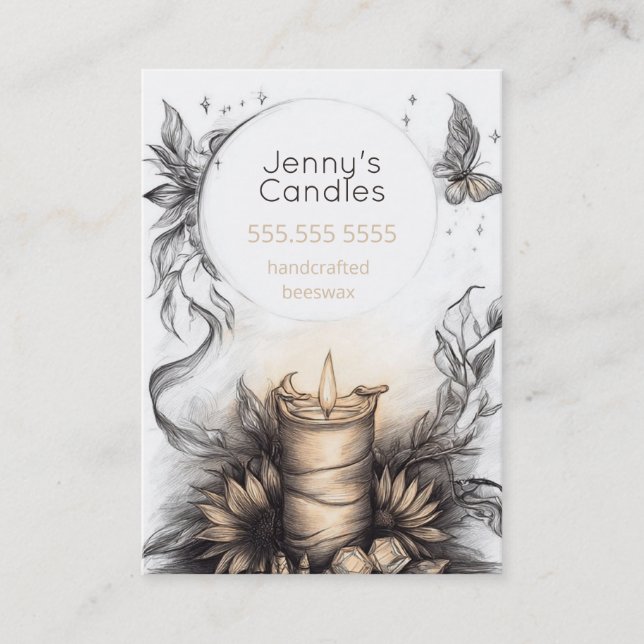 Boho-Handmade-Kerzen QR-Code Visitenkarte (Vorderseite)