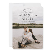 Boho-Handschriftliche Foto-Save-the-Date-Karte