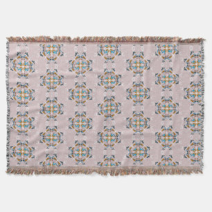 Boho-Handzeichnung Mandala Blassrosa Farbige Decke