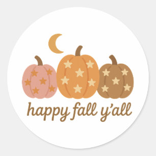Boho Happy Herbst Euch allen Sternen-Kürbisse Runder Aufkleber