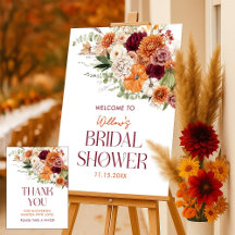 Boho Harvest Fall Brautparty Zwei-Seiten-Zeichen