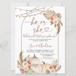 Boho He or She Pumpkin Fall Gender Reveal Einladung