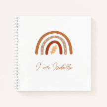 Boho Heart and Leaf Rainbow Kids "I am" Notebook