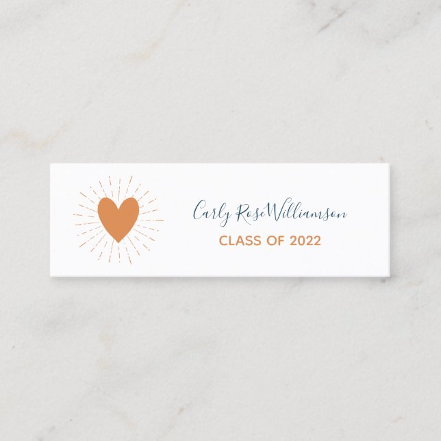 Boho Heart Cute Girly Graduation Nom Carte d'appel (Devant)